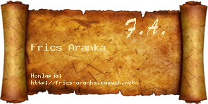 Frics Aranka névjegykártya